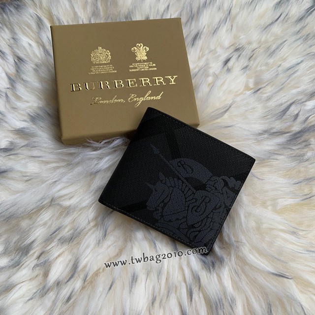 Burberry專門店新款男士短夾錢包 巴寶莉格紋馬術騎士圖案短款西裝夾 yxb1113